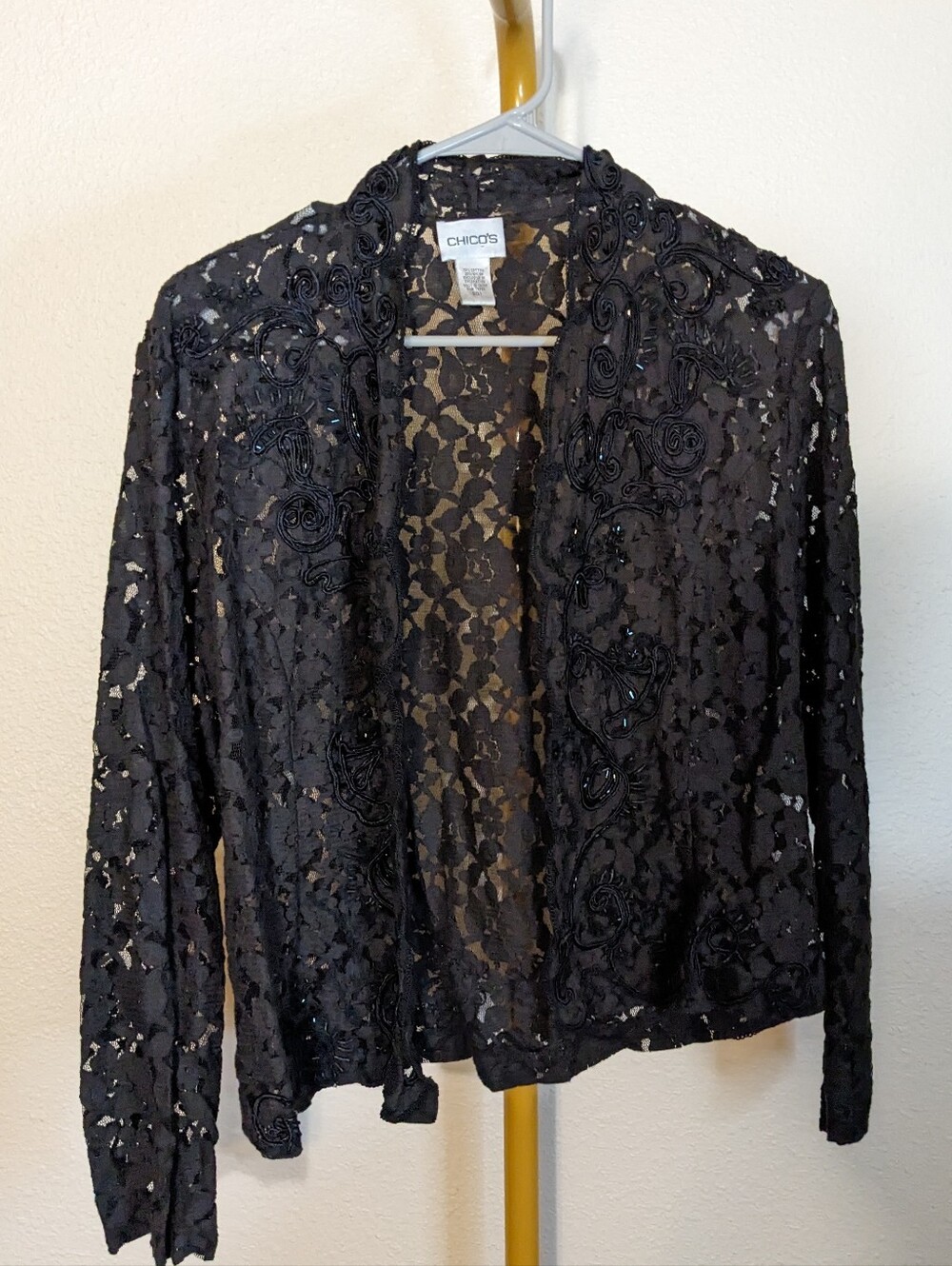 Chico's black lace and beaded formal jacket 1